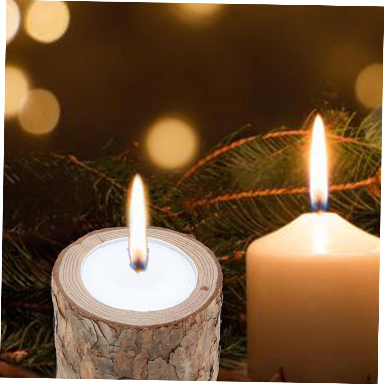 Cabilock 4pcs Stump Succulent Planter Wooden Candle Holder Wooden Candlestick Wooden Stump Wood Candle Holder