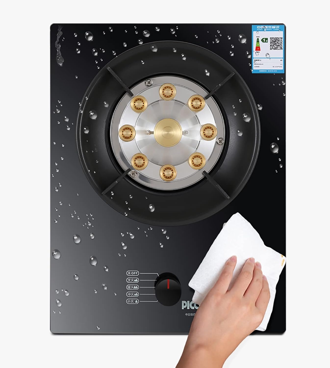 Gas Stove Gas Built-In Gas Cooktop 5.2Kw Glass Cooker Hob Single Burner,With Ffd &Knob Child Lock Protection 43X33X9.5Cm (B LPG) (A LPG)