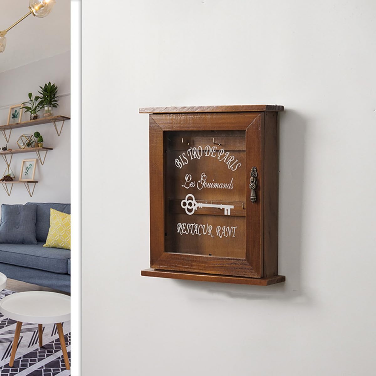 INOOMP Porta Chiavi da Parete Design Elegante e Creativo Scatola Porta Chiavi Decorativa e Pratica in Legno Naturale Marrone per Garage e Ristorante