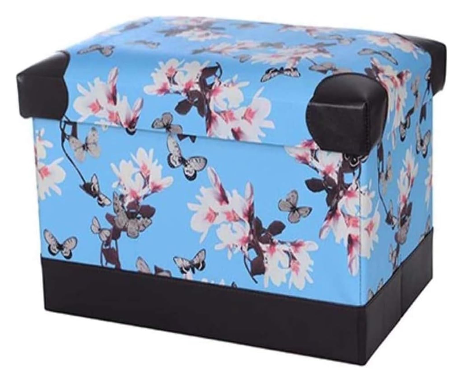 Pouf repose-pieds rectangle pliable en cuir PU marron