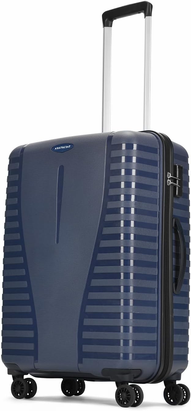 Medium Polypropylene Airpro Spinner Check-in 66 Cm() 8 Wheels Trolley Bags for Travel Hard Case Luggage, Lightweight with Combination Lock & Robust Trolley with 3 Years Warranty (Blue)