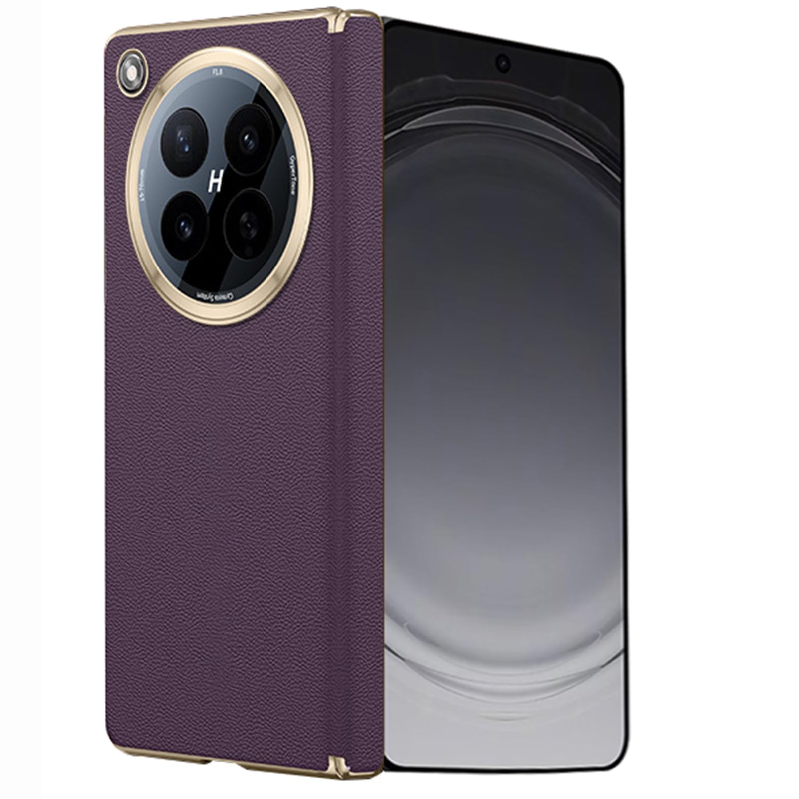 LUOTANL Magnetic Case for Oppo Find N6, Support Wireless Charging Leather Cover Hinge Shockproof Electroplated Gold Edge Cases,Purple,N6