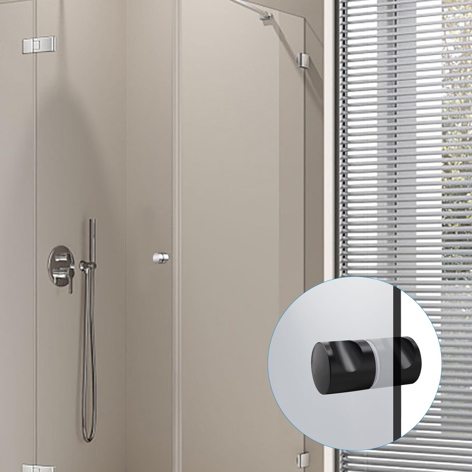 2 Pezzi Manopola per Porta Doccia, Pomolo per Porte Vetro in Acciaio Inox, Maniglie Porta per Doccia 3# Nero
