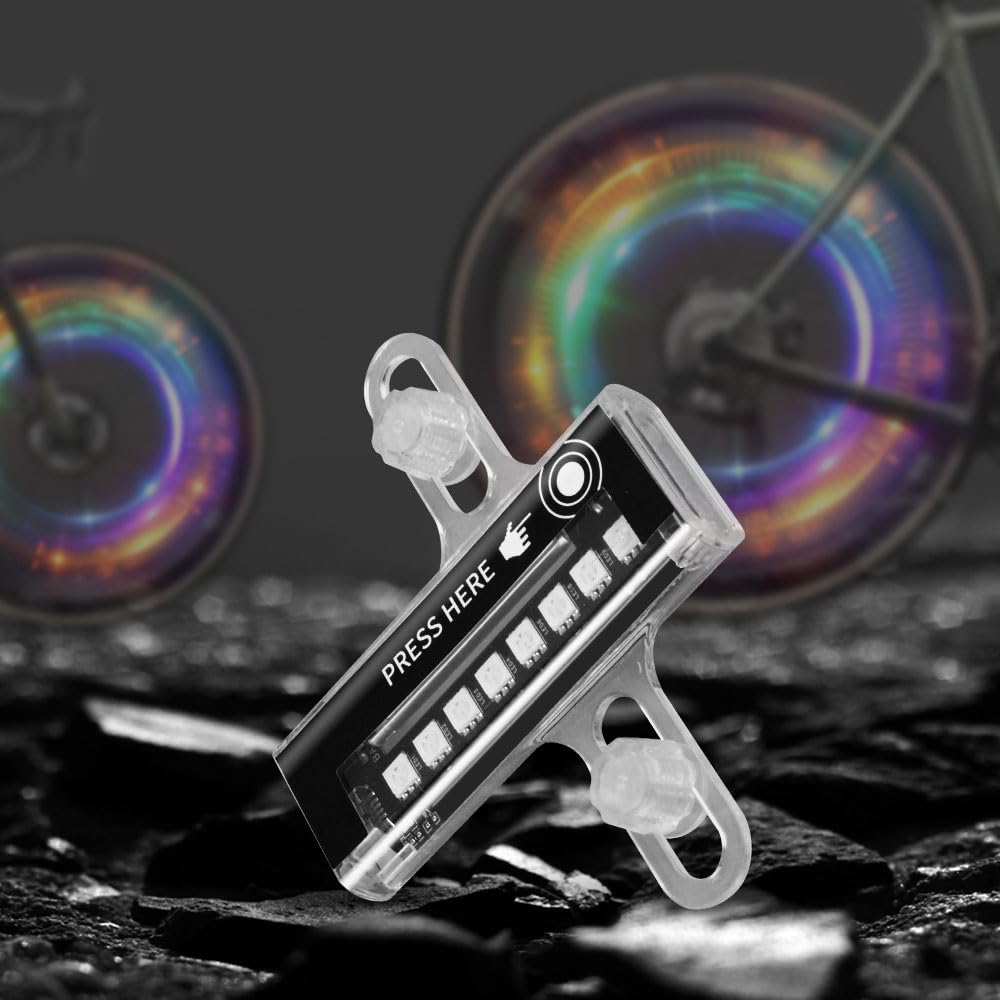 Luci a LED per raggi della bicicletta, impermeabili, per guida notturna, 32 modalità di luce di sicurezza, confezione da 2 luci per ruota della bicicletta, doppio interruttore automatico e manuale