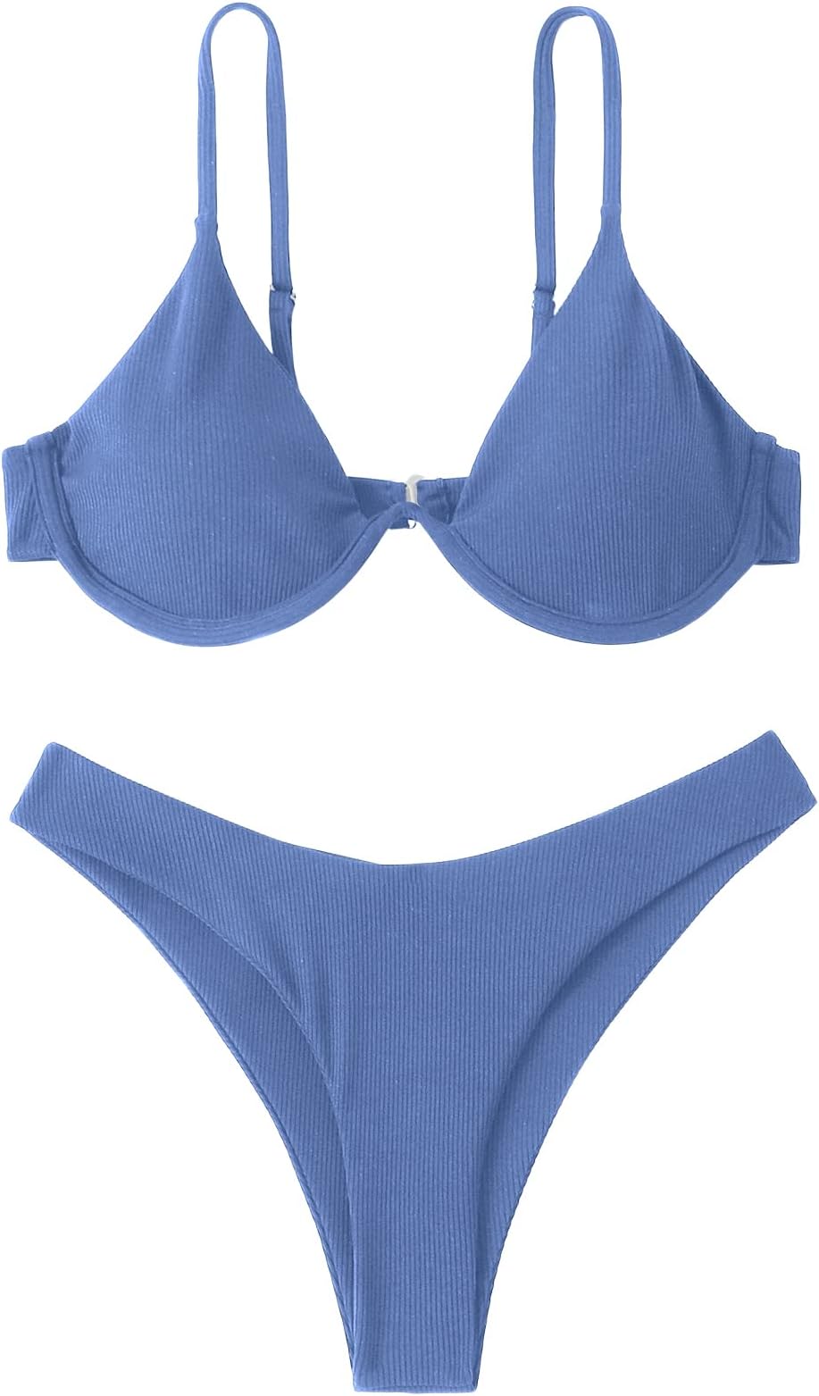 Verdusa Women's 2 Piece Triangle Bikini High Cut Bathing Suit Swimsuit