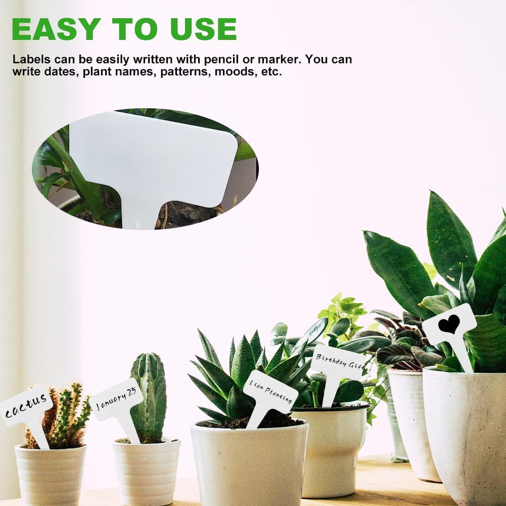 200 Pcs Thick Plastic Plant Labels, Seed Remark Name Sign, Waterproof Flower Potting Name Markers, T-Type Tags Nursery Garden Labels Re-Usable Plant Tags for Outdoor Garden - Image 5