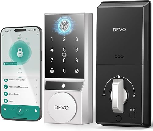 Miniatura 13 de Devo Cerradura Inteligente de Video G1 con Cámara y Timbre, Cerradura de Puerta de Entrada sin Llave 6 en 1 con Conjunto de Manija, Control Remoto
