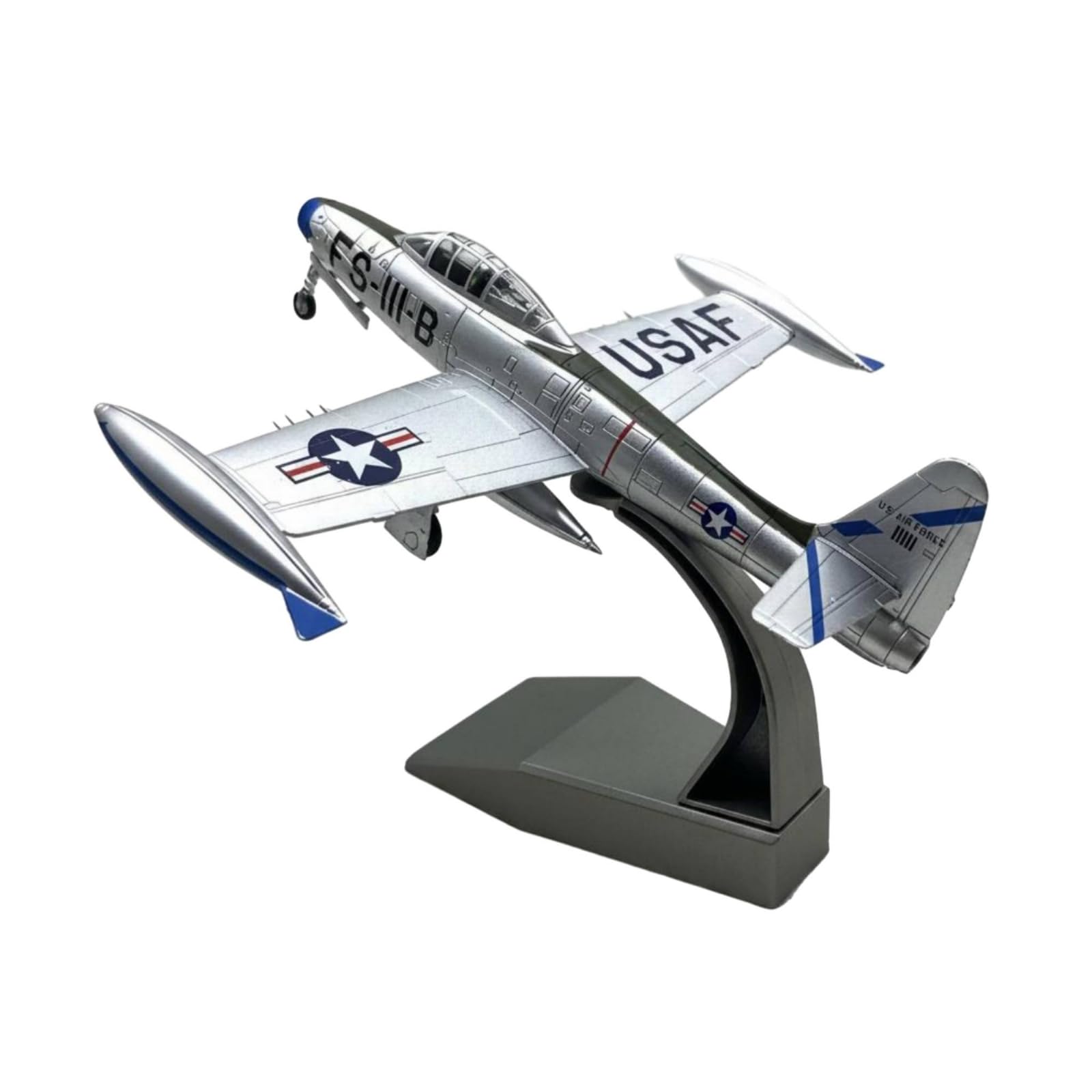 Colcolo Modello Aereo da Collezione F 84 Caccia in Lega Aereo da Esposizione Miniatura Jet Metallo con Supporto Espositivo Proporzioni Accurate Adatto per Collezione Decorazione