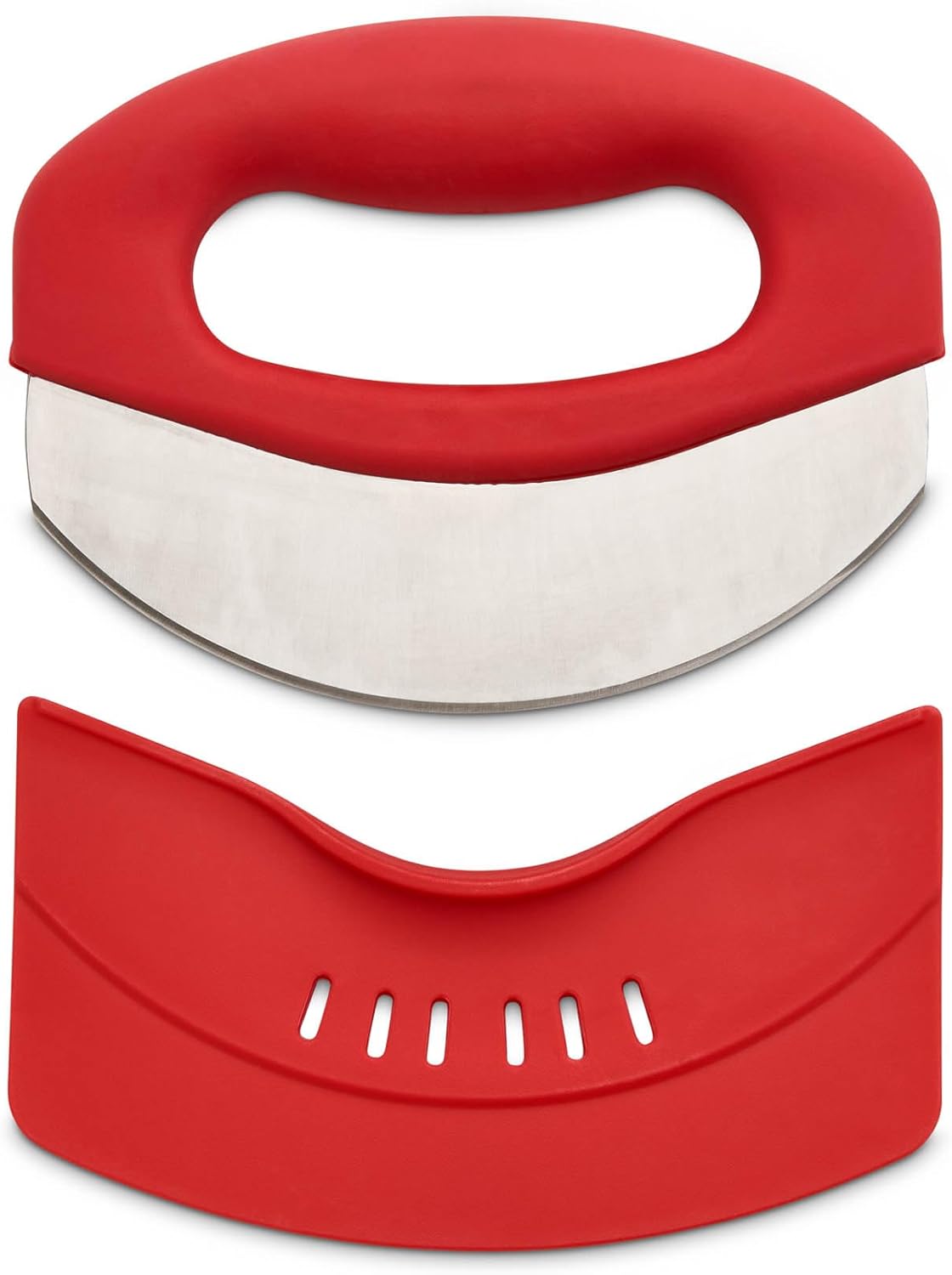 HIC Kitchen Soft-Grip Rocking Salad Herb Chopper, Stainless Steel Blade with Safety Blade Cover HIC Kitchen Soft-Grip Rocking Salad Herb Chopper, Stainless Steel Blade with Safety Blade Cover