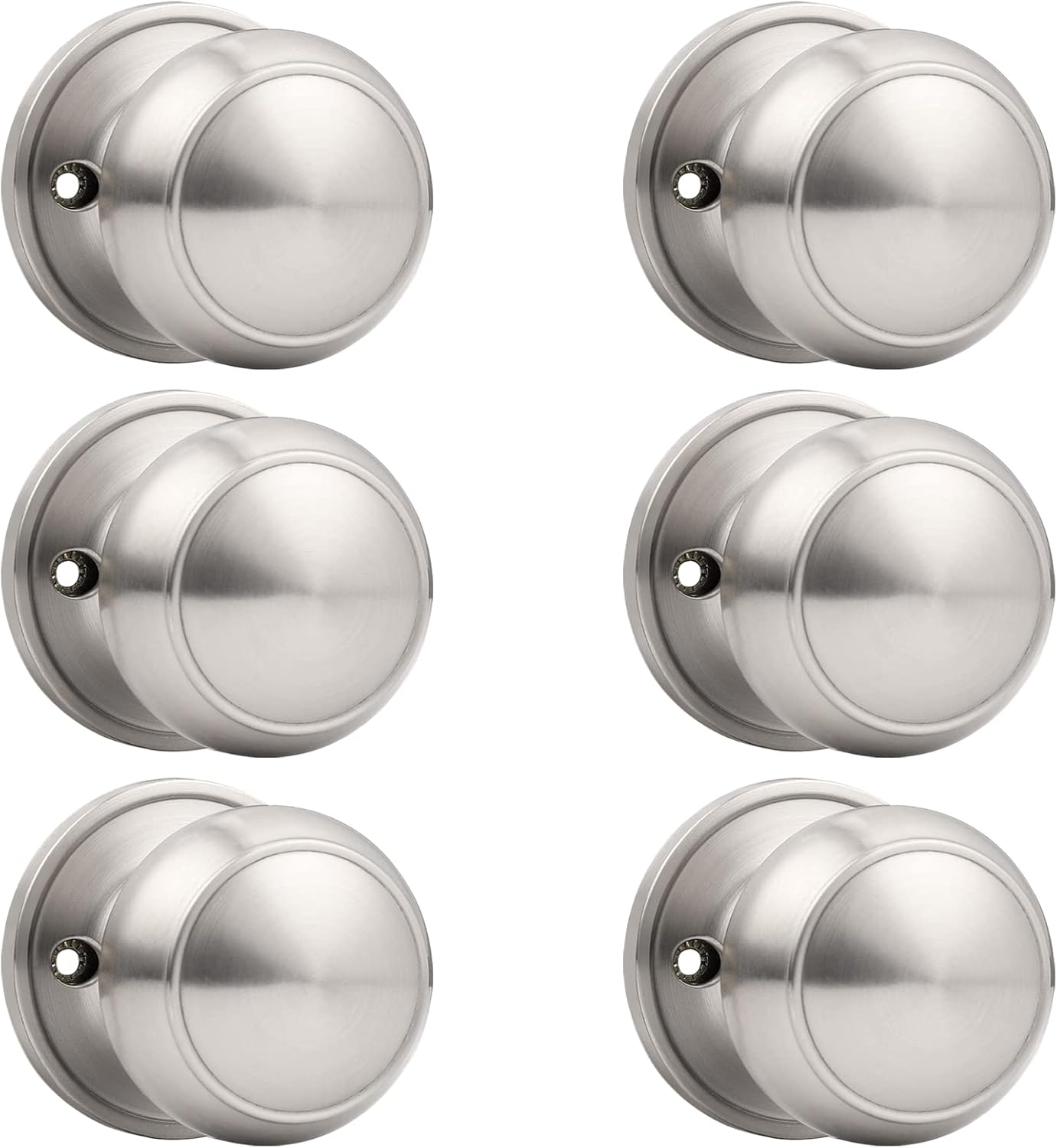 Probrico Dummy Door Knob Brushed Nickel Finish Interior Door Knobs 6 Pack, Colonial Ball Inactive Door Knob Hardware, One Side Door Knob for Closet
