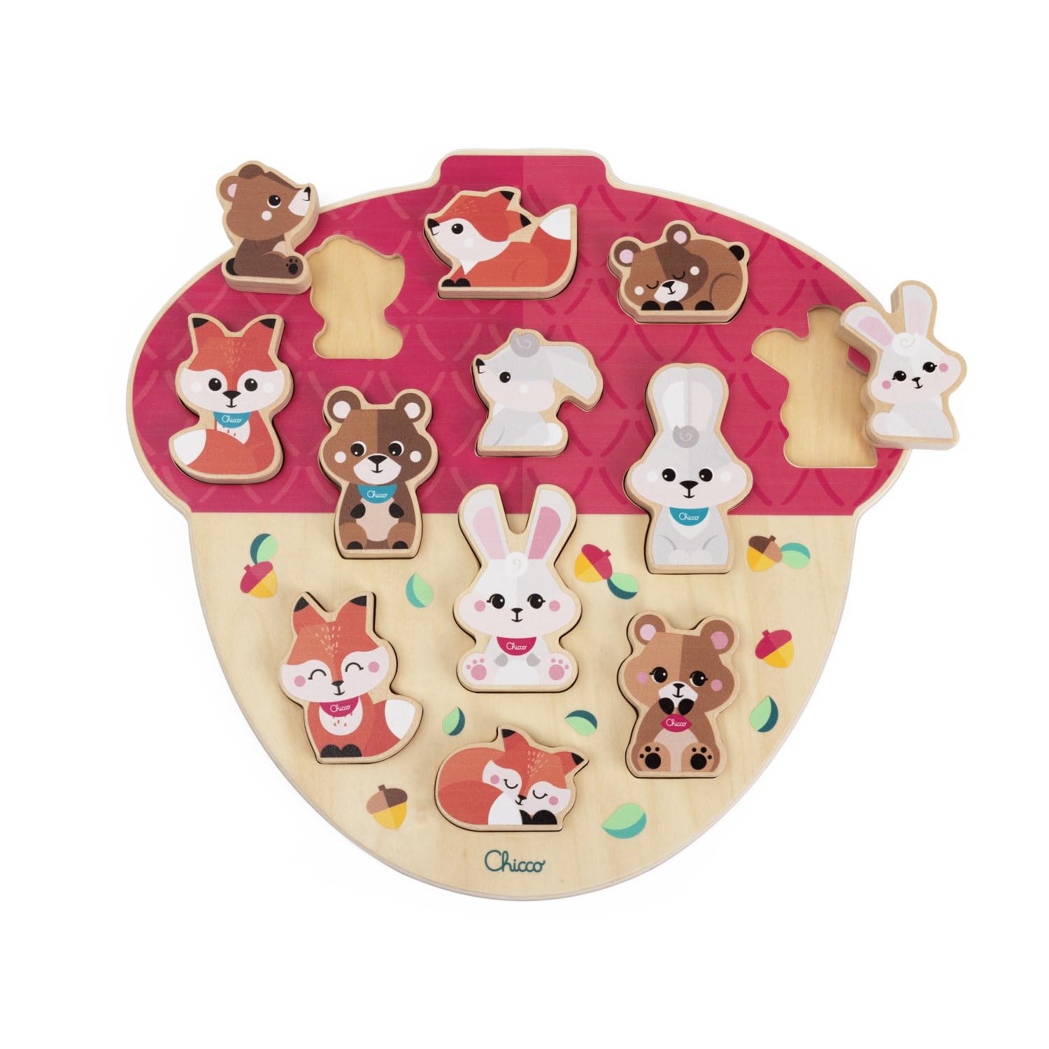 Chicco Set da Collezione con 12 Personaggi in Legno, Gioco Montessori, 3 Famiglie di Animali, Compatibile con i Playset My Wood Friends, Crea Storie, Gioco Bambina e Bambino 2+ Anni, Idea Regalo