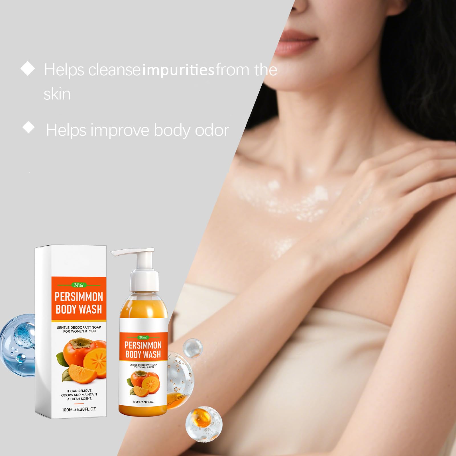 Dezodorant do mycia ciała Persimmon mydło i pasek do dojrzałego perfum, żel pod prysznic dezodorant persimmon, mydło do oczyszczania perfum do ciała, żel pod prysznic do zapachu skóry. (5 zestawów)