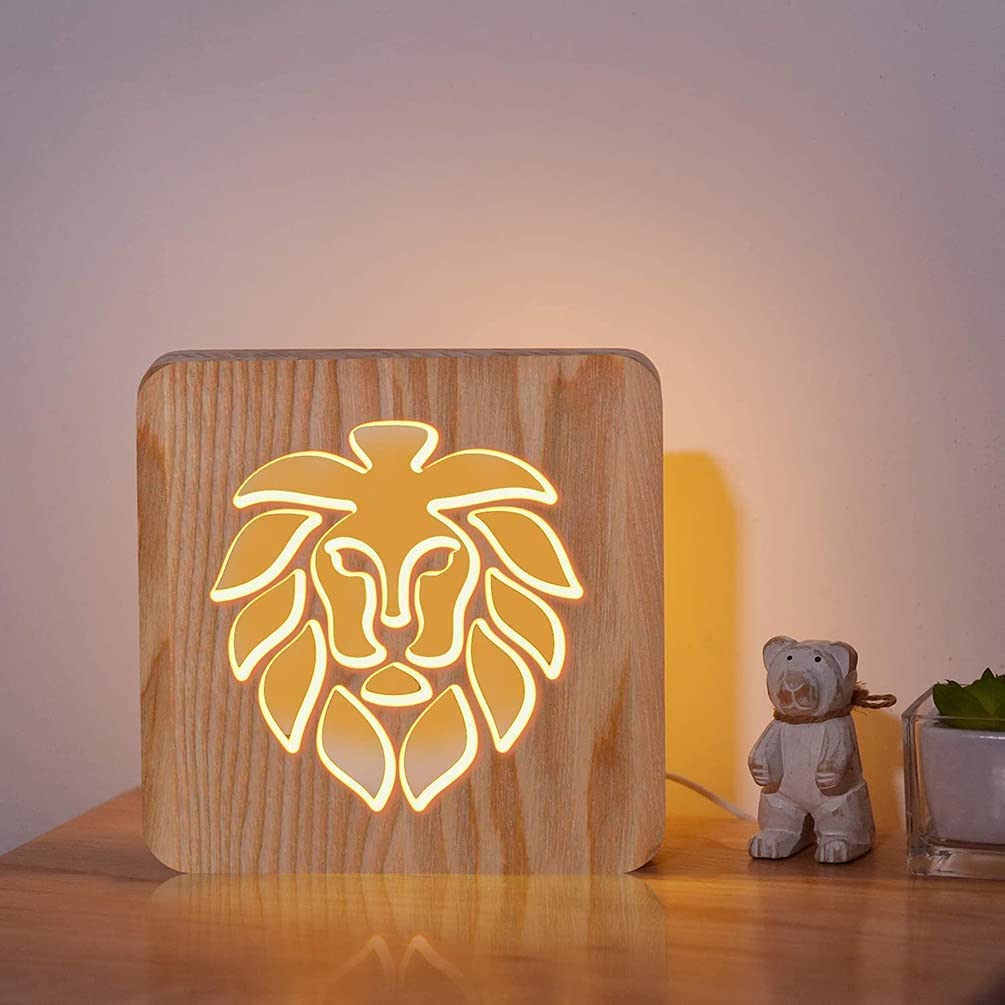 Lampe de bureau créative en bois 3D, lampe de décoration pour enfants, décoration de chambre à coucher avec