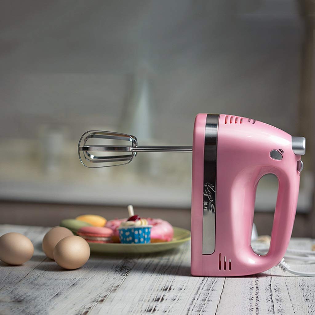 Food Collection Handheld kitchen Mixer with 5 Speed, 350 W - White (Color : Pink, Size : 11 * 6 * 21cm)