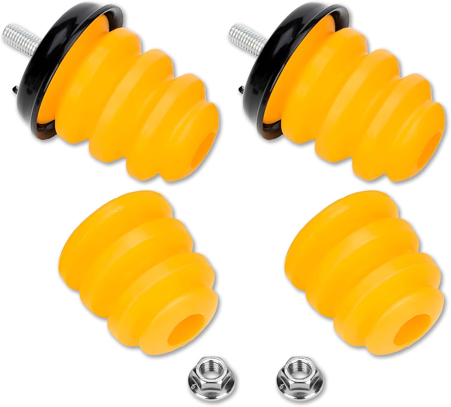 Rear Axle Bumper with Nuts 523-049 & Control Front Arm Bumper 905-208 (4PCS) for Chevy Silverado 1500 & GMC Sierra 1500
