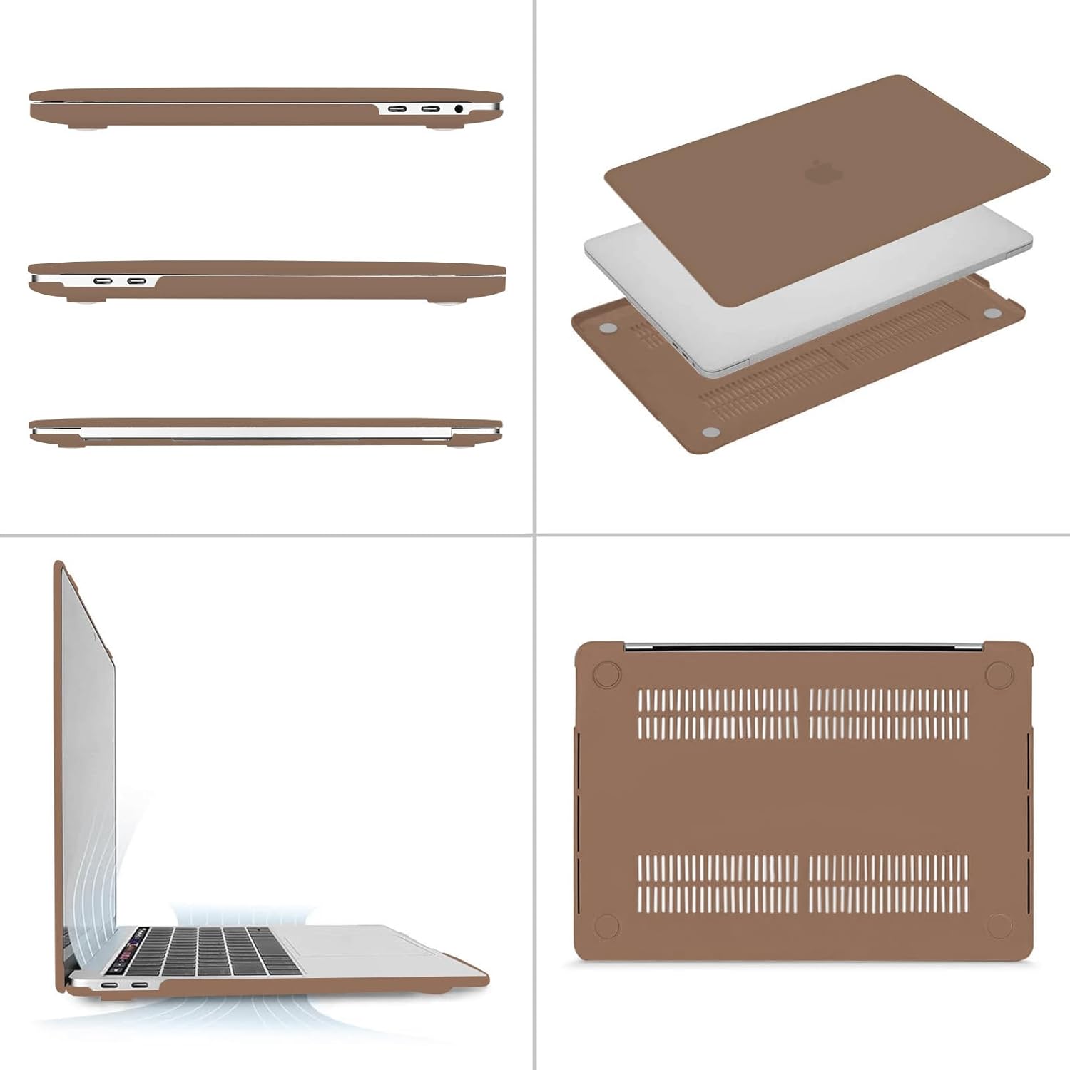 MOSISO Compatible with MacBook Pro 15 inch Case 2019 2018 2017 2016 Release A1990 A1707 with Touch Bar, Plastic Hard Shell Case & Keyboard Cover & Screen Protector & Storage Bag, Caramel Brown