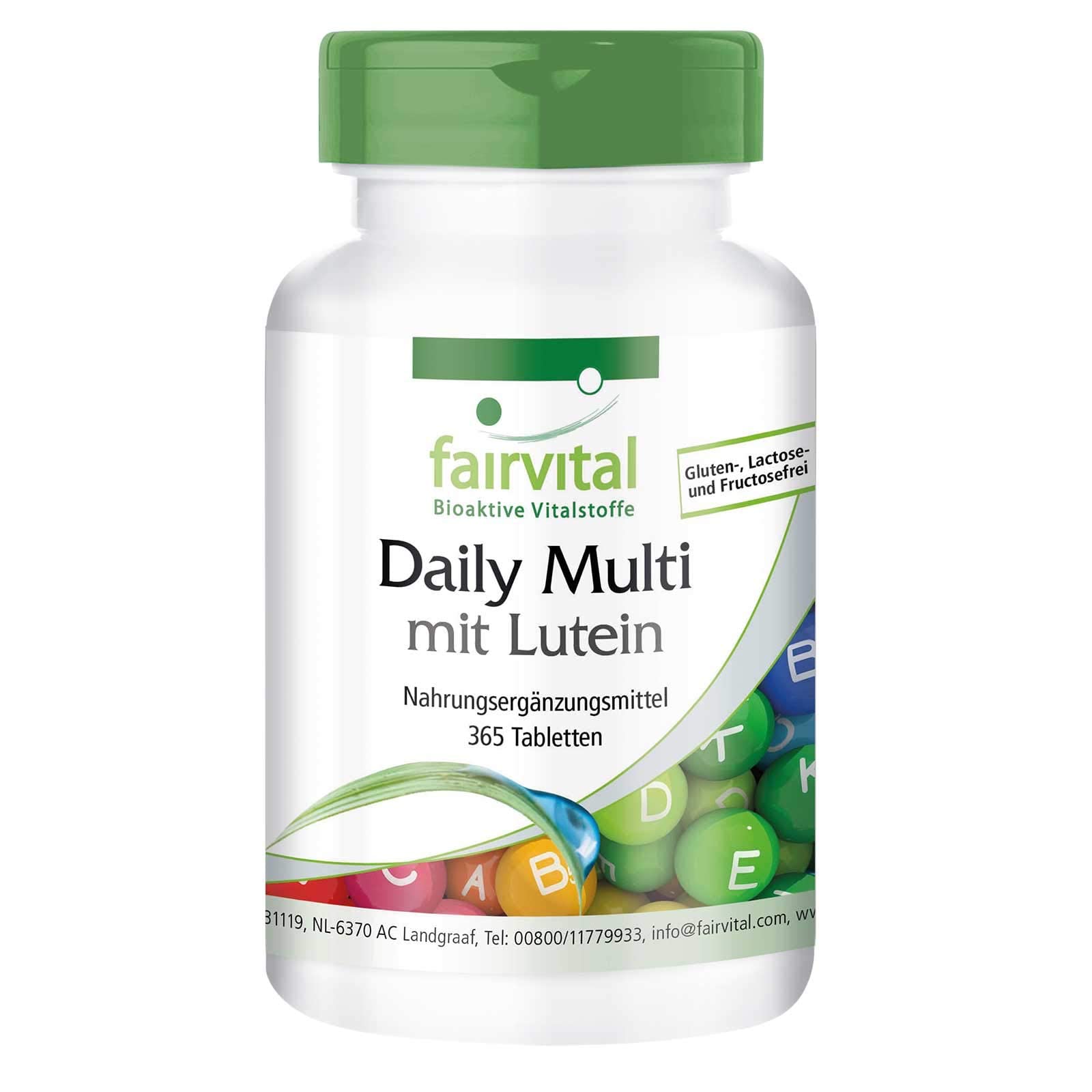 fairvital Daily Multi, 365 comprimés, multivitamines et minéraux, vitamines A-Z et minéraux essentiels, système immunitaire, énergie et métabolisme (EFSA), faciles à avaler
