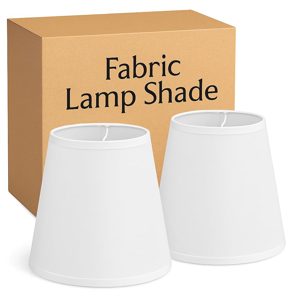 DC Voltage 2Pack Coolie Fabric Lampshade with Free A60 LED Bulb Vintage 16cm Off-White Ceiling Light Shade for Table Lamps Floor Lamps Pendant Lighting in Bedroom Hallway Kitchen Decor