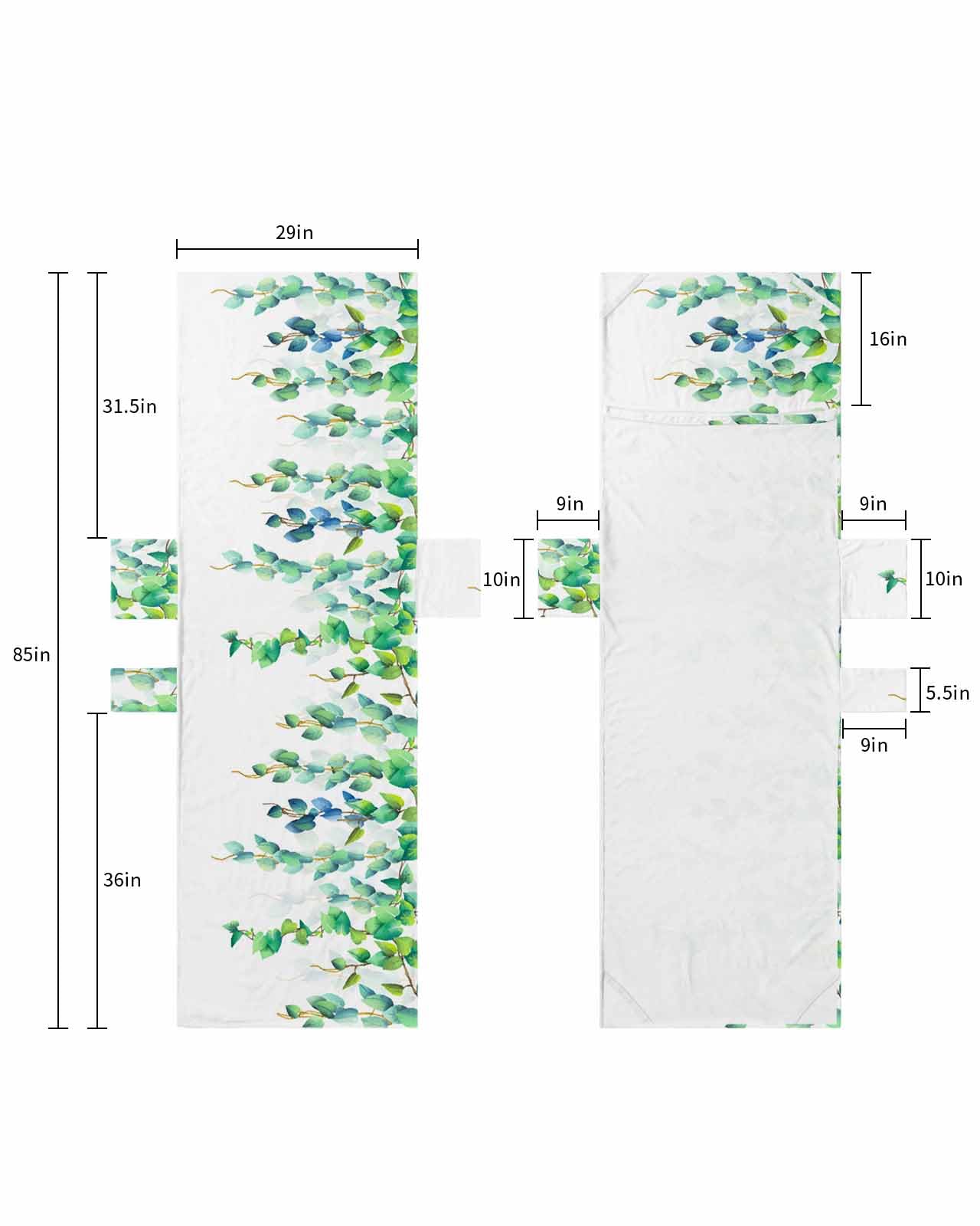 Green Botanical Beach Lounge Chair Towel Cover, Soft Chaise Lounge Towel with Side Pockets Patio Pool Chairs Cover for Beach/Pool Sunbathing 29x85 Summer Tropical Plants Teal Elegant