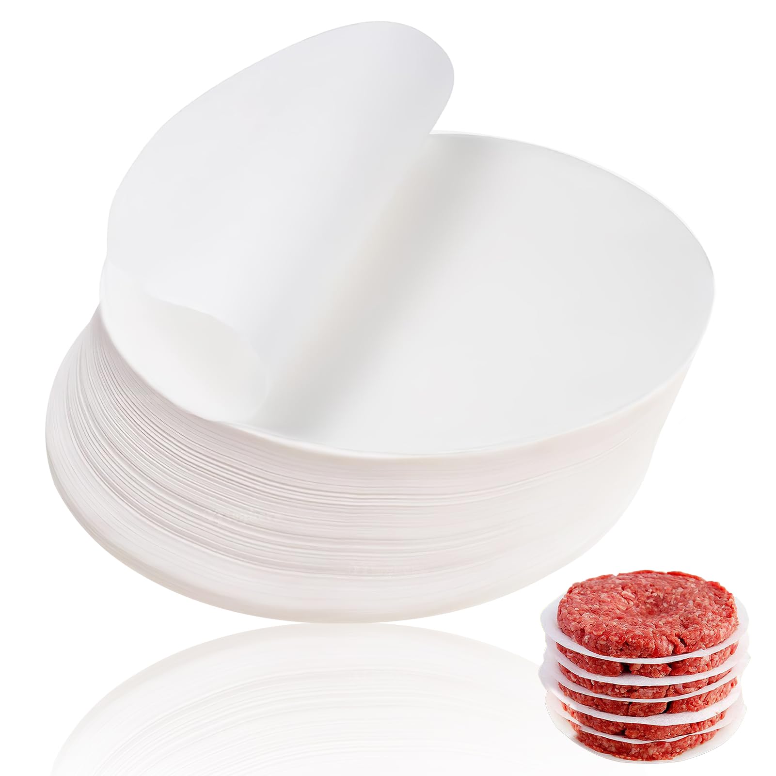 JINSIHU Papier Parchemin Antiadhésif 500 Pièces 11cm Rond pour Burgers Steaks Hachés Barbecue