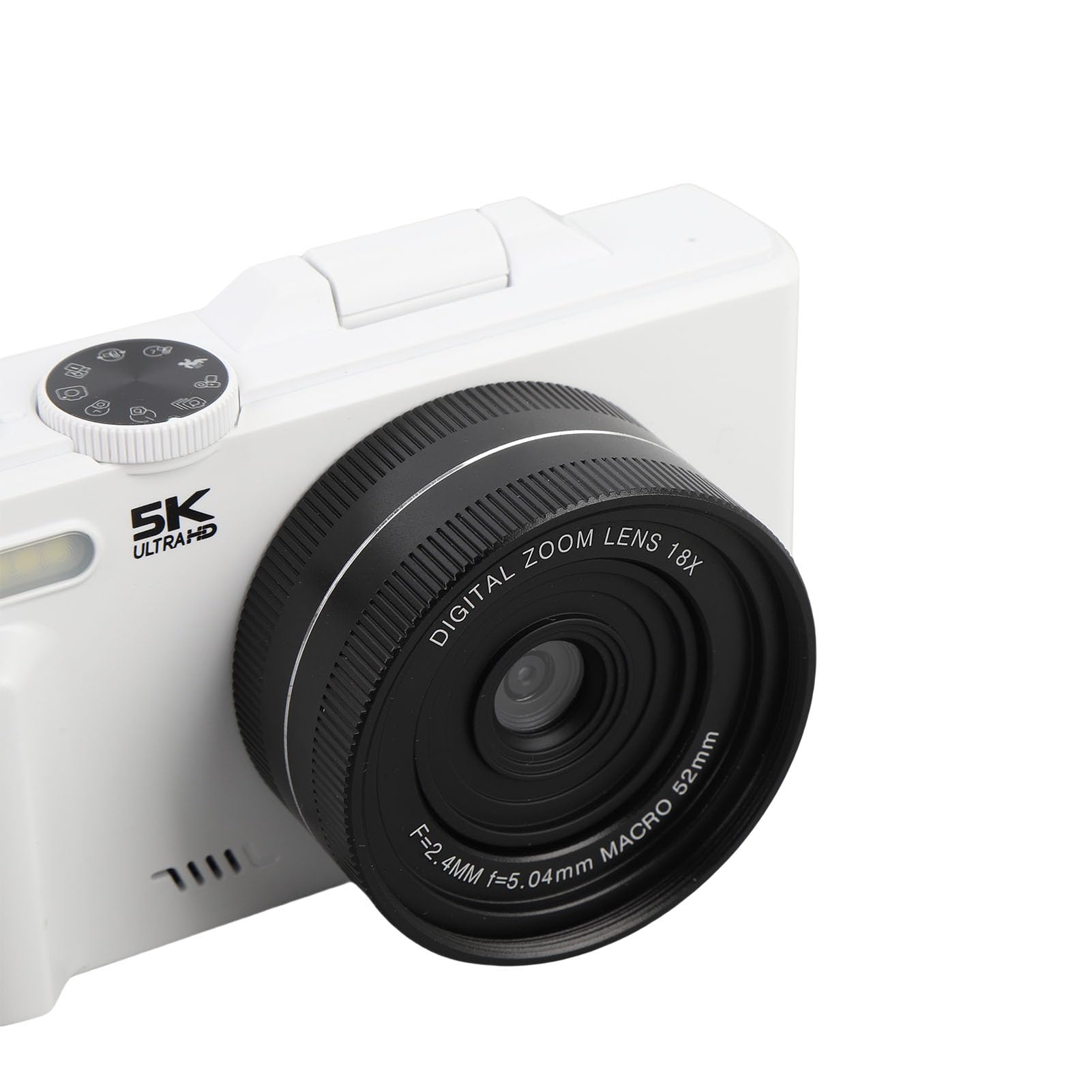 Kamera Cyfrowa 5K, 75MP WiFi Vlogging Aparat z 18x Optycznym Zoom i 3 na Ekranie Flip do Fotografii, YouTube i Travel (WHITE)