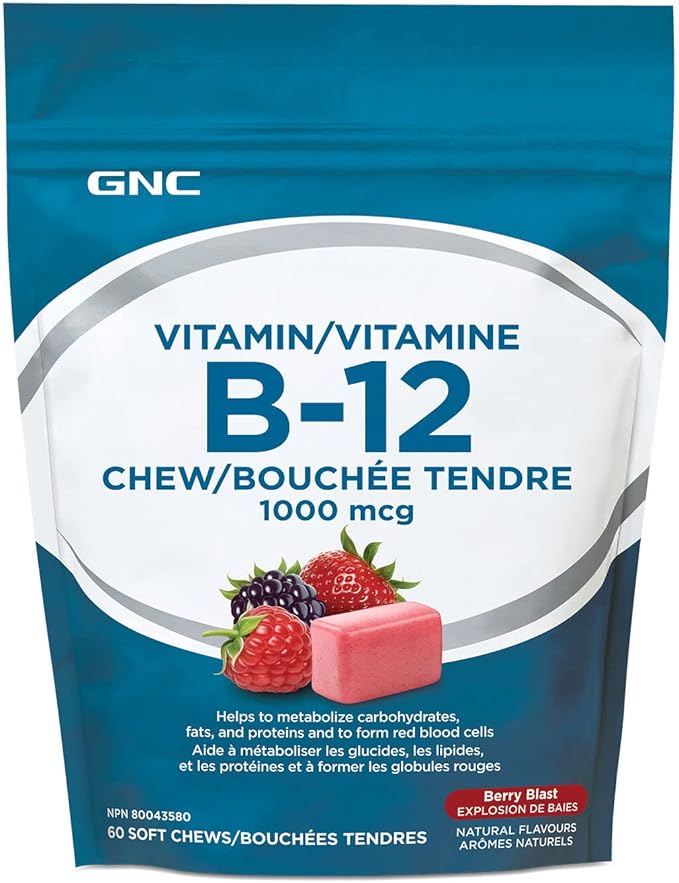 GNC Vitamin B12 Chewables 1000mcg Berry Blast, Helps Metabolize
