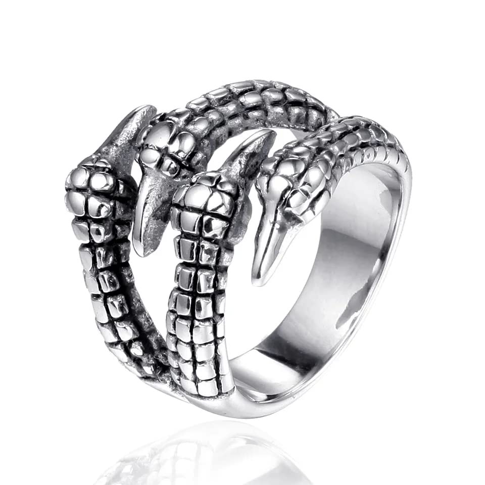MEENAZ Rings for Men Boys girls dragon claw rings for men adjustable animal rings Punk Vintage Jewelry Biker Ring Stainless Steel Rings gothic Fashion gift Silver Oxidised Metal Rings for Women -161 (B0BXGPJMZ6) Amazon Price History, Amazon Price Tracker