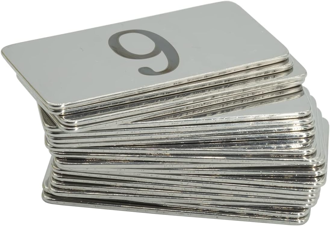 StayMax Rectangle Metal Numbered Tags Stainless Steel Number Tags Key Tags with No Holes (1-10) - Image 3