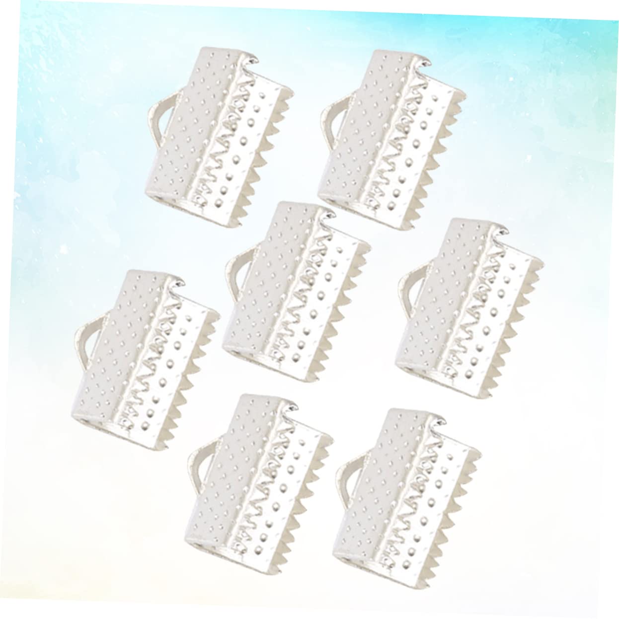 Operitacx Plated Metal Clip for Ribbon Ends 1.6cm Fastener Clasps Textured Crimp Clamp Ends DIY Jewelry Accessories