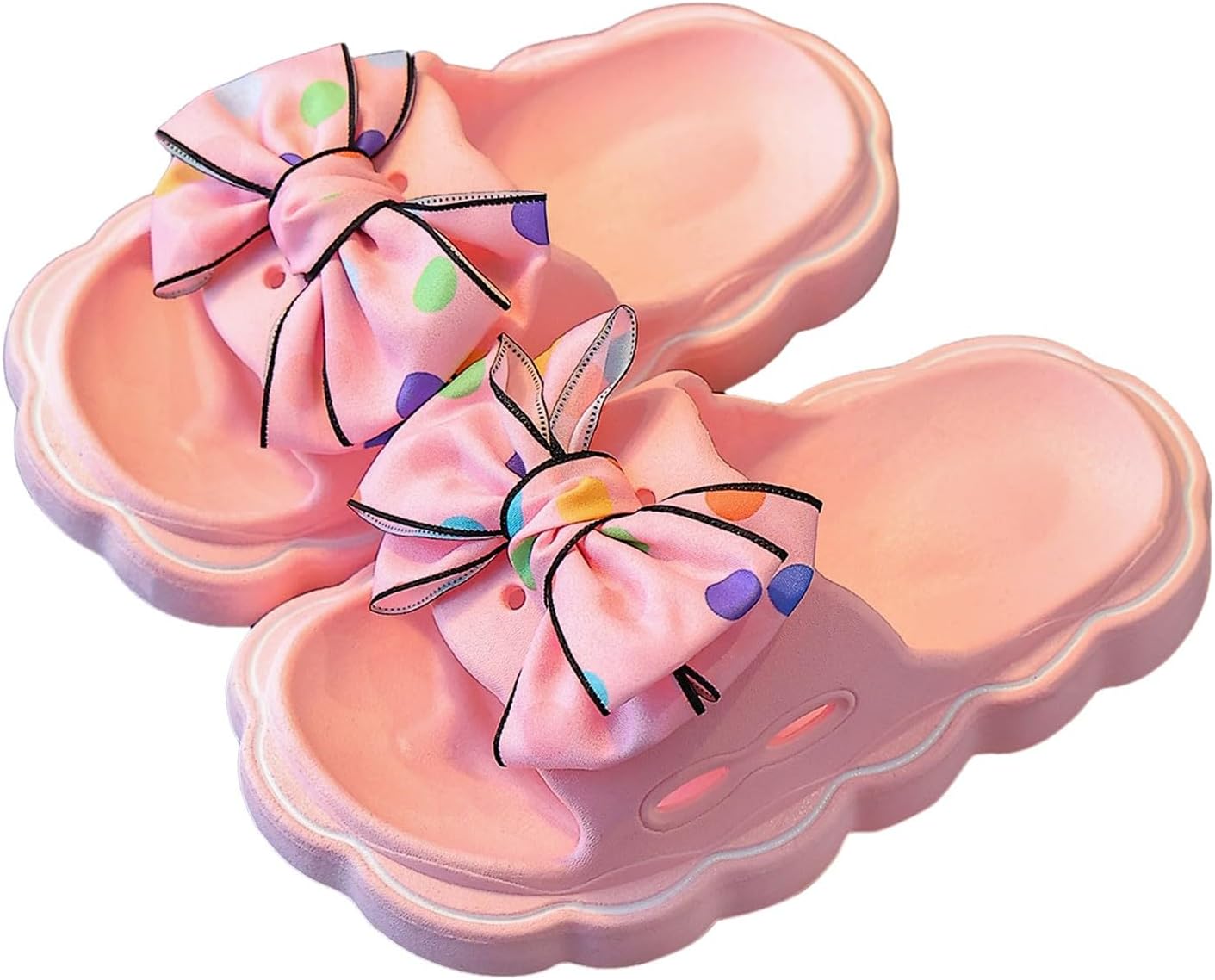 Slides for Kids Girls Cute Bow Pillow Slippers Shower Bathroom Quick Dry Non Slip Slippers Fashion Summer Beach Shoes