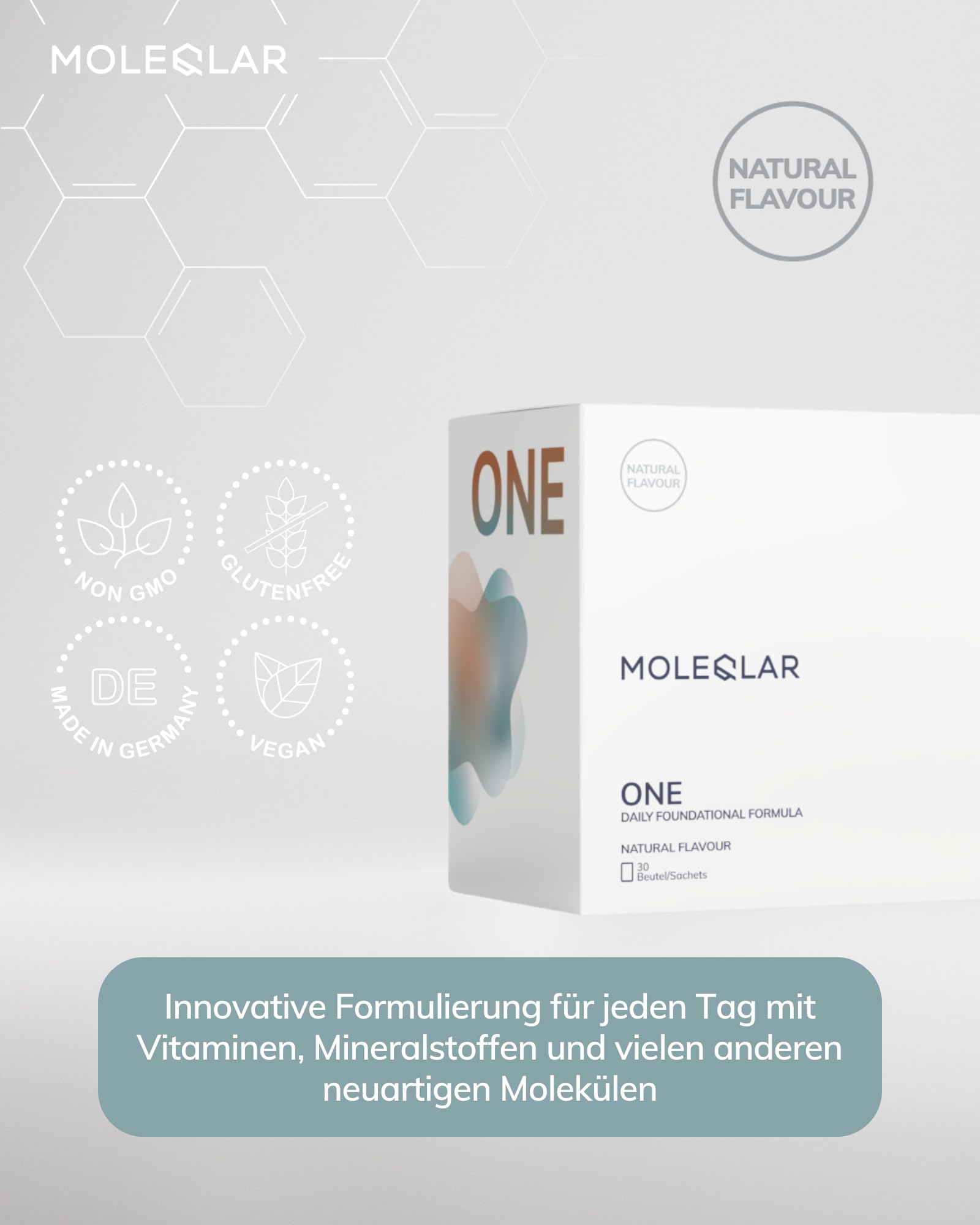 MoleQlar ONE Komplex 30 Sachets - All in ONE Foundational Formula - Supplement mit Longevity Molekülen, Vitaminen und Mineralstoffen - Zitrone, Natural, Matcha-Kokos (30 Sachets, Geschmacksneutral)
