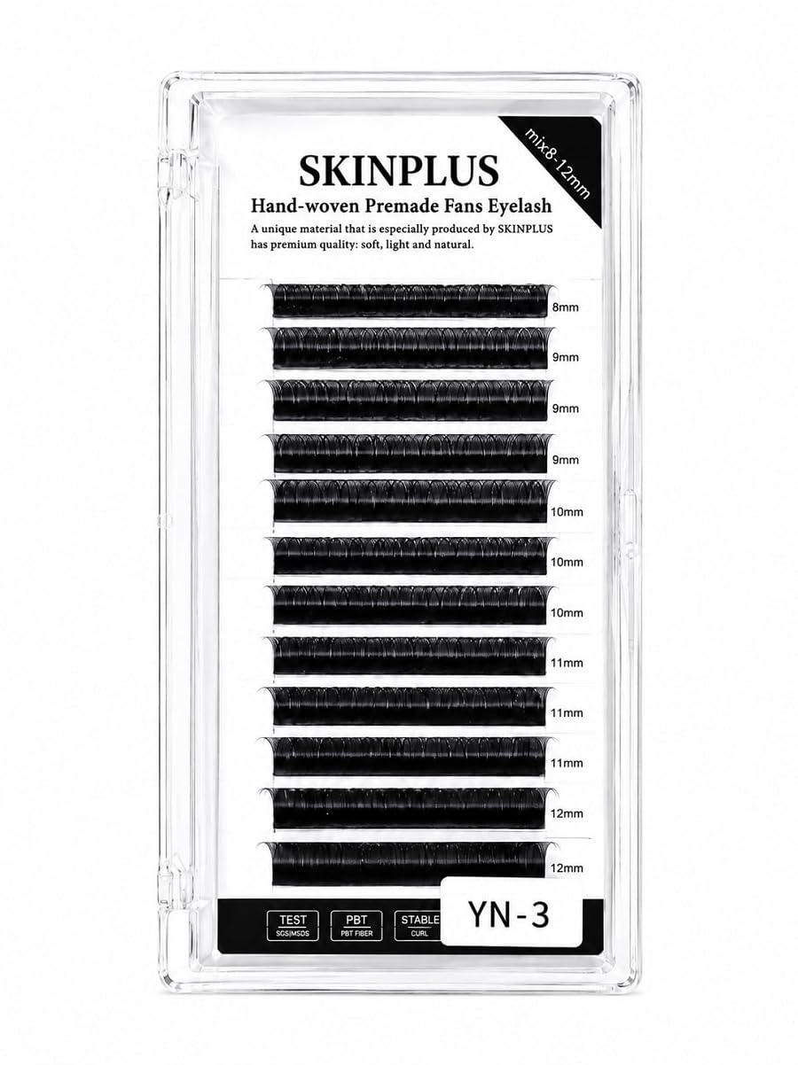 SKINPLUS Hand-Woven Premade Fans Eyelash Extensions Mixed Length 8-12mm – Premium Soft PBT Fiber Lashes-picture-22