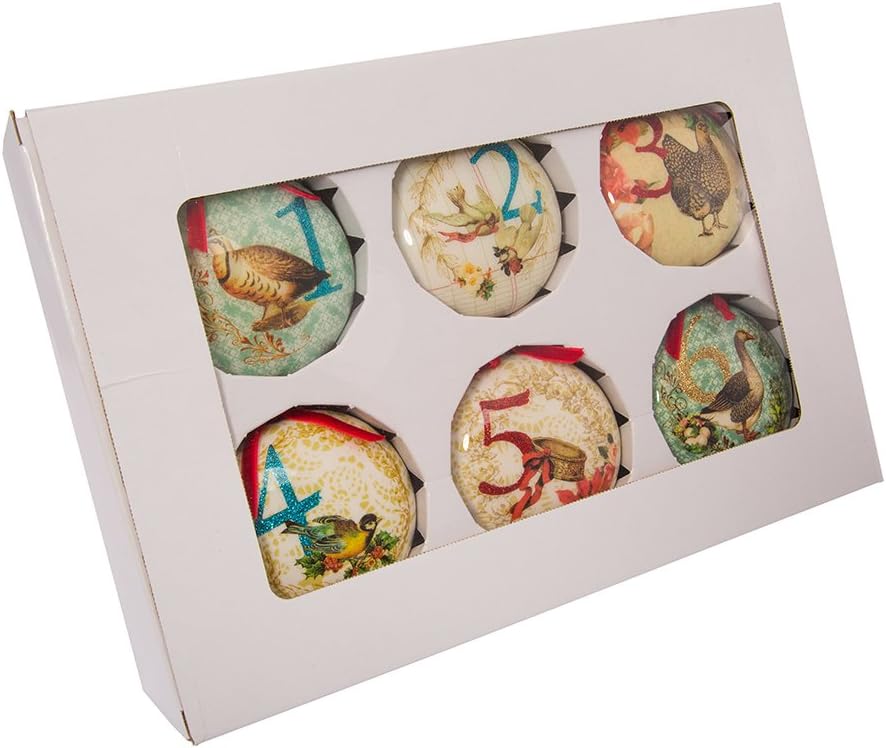 Kurt Adler T2264 12 Days of Christmas 85mm Decoupage Ball Ornament (Set of 12)
