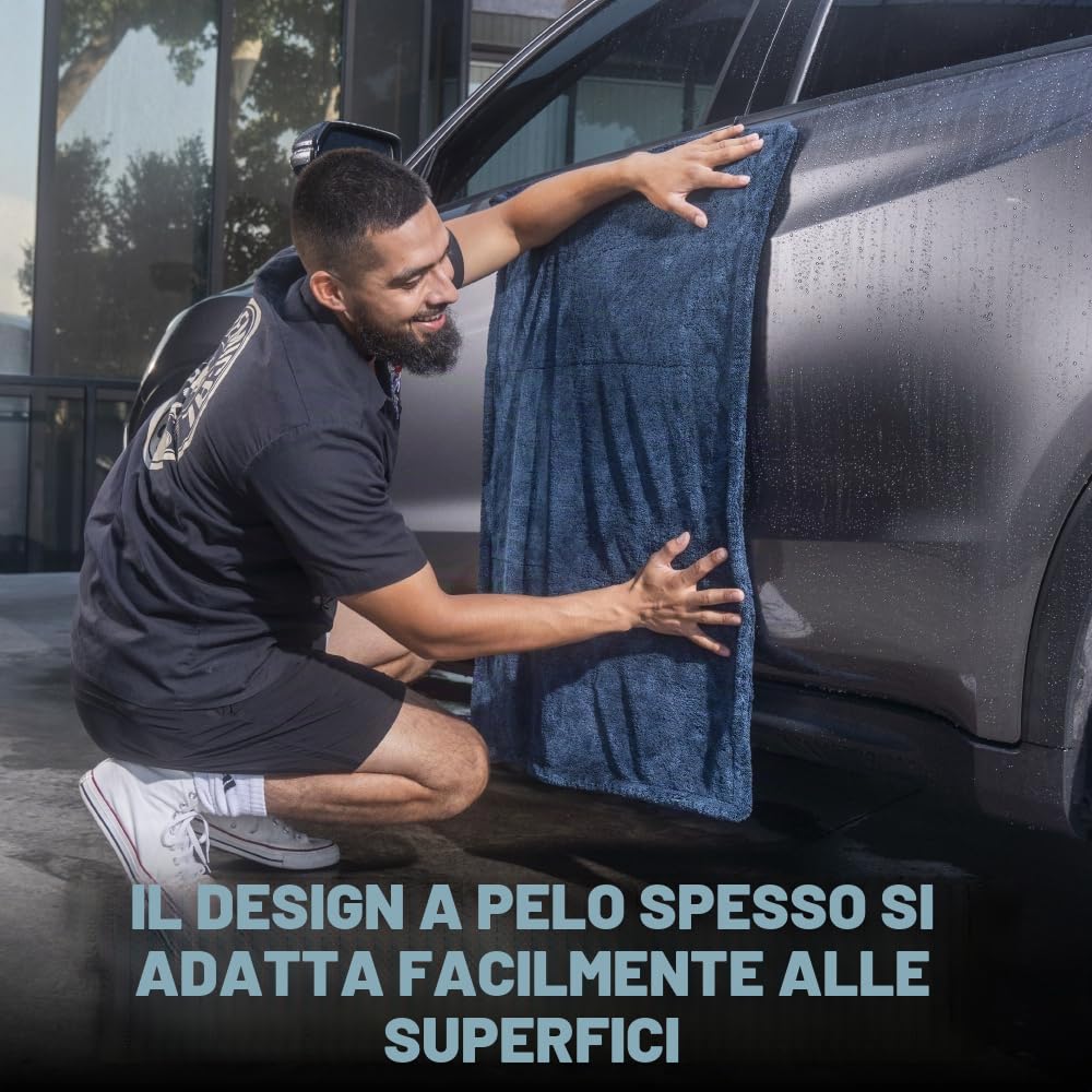 Chemical Guys, Megalodon, asciugamano in microfibra con tecnologia ad anello intrecciato (super peluche per auto, camion, SUV, camper e altro), 61 x 91,4 cm, blu scuro - MIC531