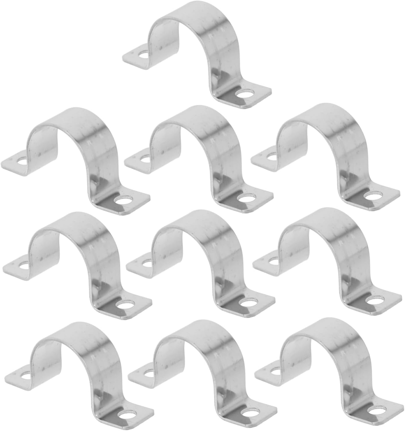 GARVALON 20pcs Heavy Duty Stainless Steel U-Tube Clamp for Cable and Wire Fixing Adjustable Tube Tension Clips Dual Holes for Secure Mounting