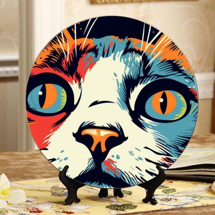 City Skyline 10-inch Ceramic Plate for Wall Display or Tabletop, with Stand & Hook DP-17063938