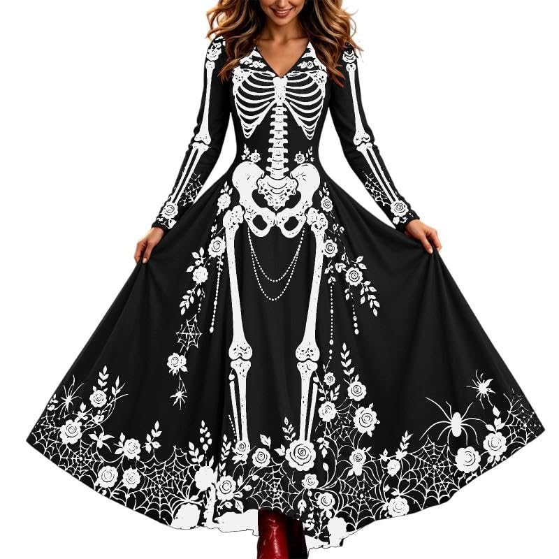 Halloween Costumes for Women Dresses Adult Woman Womens Costume Plus Size Witch Women's Ladies Dress Teens Gothic Skeleton UK Adults Party Vampire Rockabilly Cocktail Horror Evening