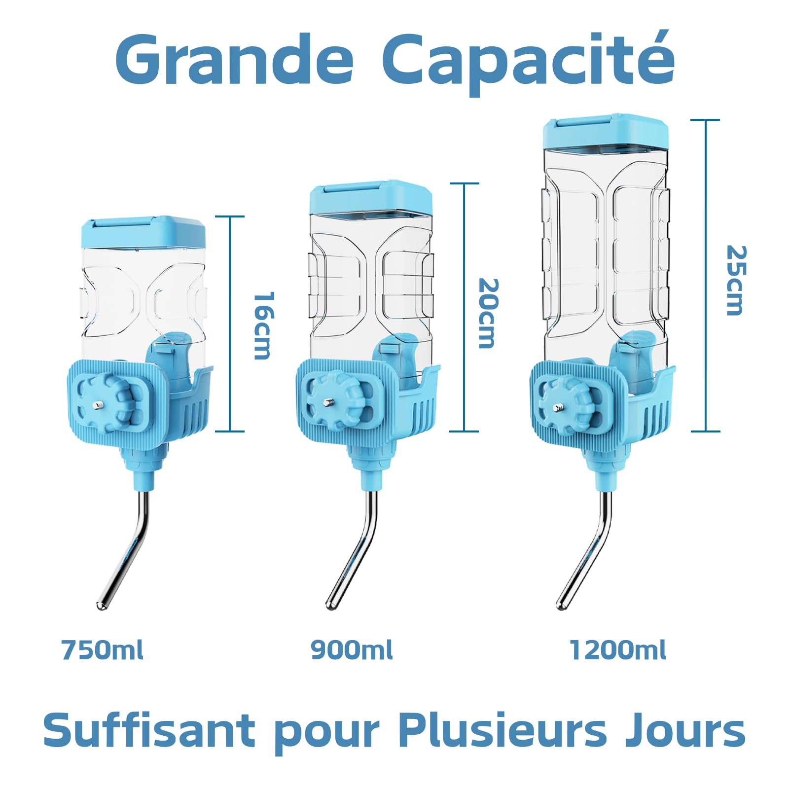 Distributeur Eau pour Petits Animaux, 1200ML Suspendue Grande Capacité Automatique Abreuvoir Eau Anti-Goutte Biberon pour Lapin Chinchilla Cochon d'Inde Hérisson Furet