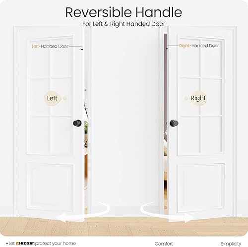 Vista 74 de HOSOM Pomo de puerta con cerradura y llave, perilla de puerta de entrada con llave, cerradura de puerta exterior e interior para puerta delantera