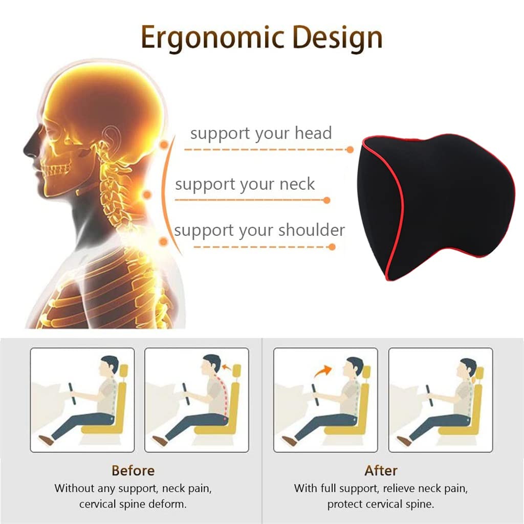 Poggiatesta per Auto Traspirante Cuscino per Il Collo Cuscino per seggiolino Auto per Auto Memory Foam Supporto per la Testa Protezione per poggiatesta Interni di Automobili