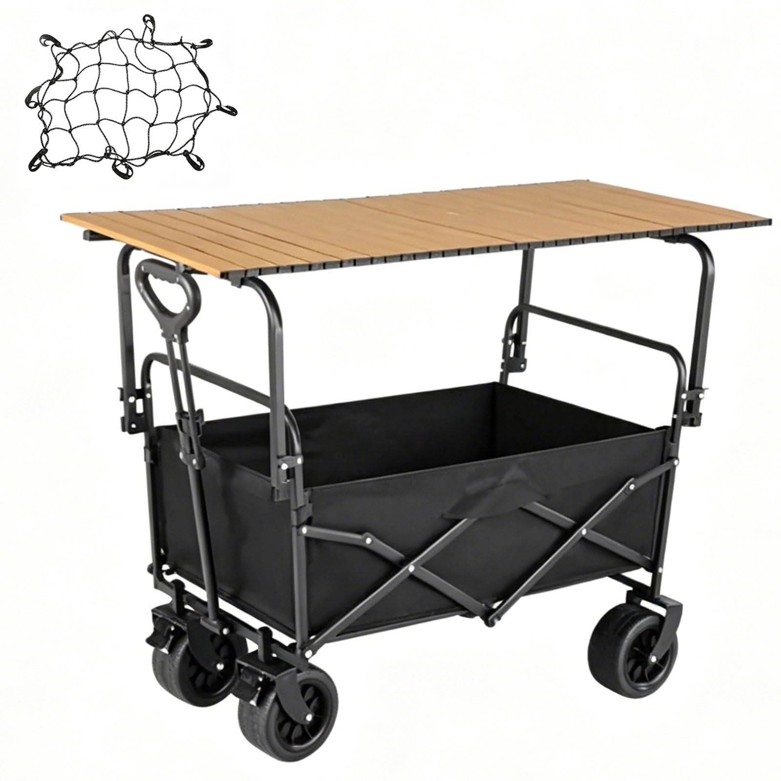Portable Vendor Cart, Foldable Farmers Market Stand, with Wheels for Roadside Farm Flower Cart Display Events