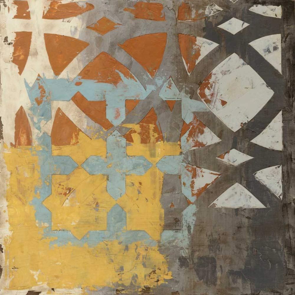 ART-CANVAS-stretched-on-WOODEN -BARS Four Stars II Meagher Megan - Abstract square image Abstract Contemporary Modern Patterns Pattern Desi Fine art print 23_X_23_in