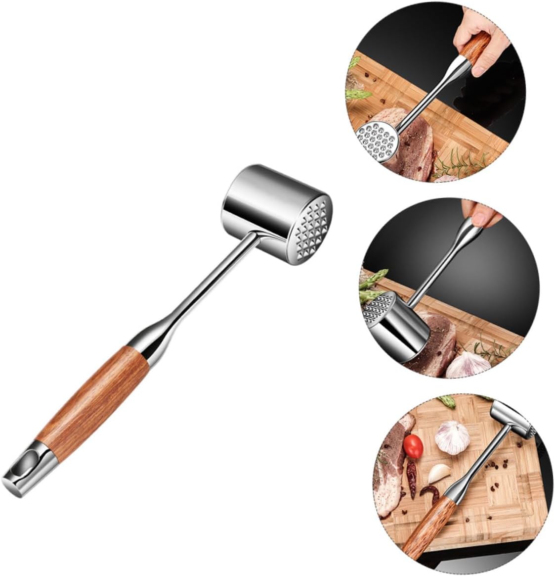 Stainless Steel Meat Tenderizer Mallet 304 Steel Kitchen Hammer Beef Pounder Tool for Home Cooking and Steak Preparation Random Color