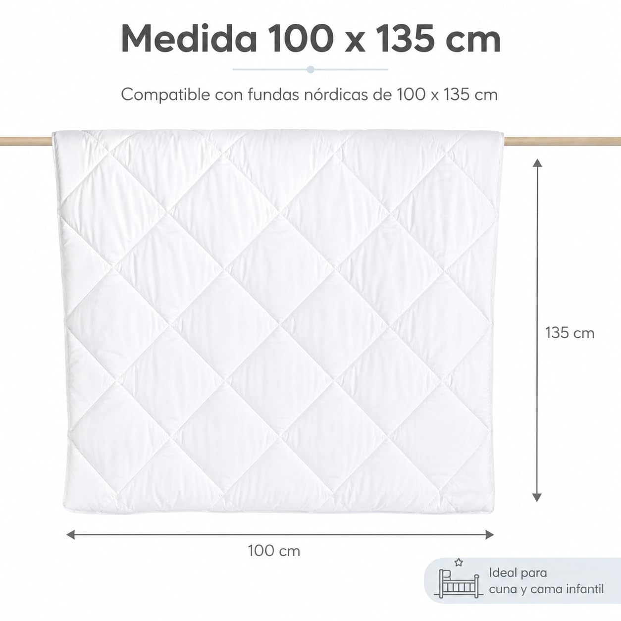 various Relleno Nórdico Cuna Bebé 100 x 135 cm | 300 g, fibra hueca siliconada, suave y transpirable,entretiempo, tacto suave