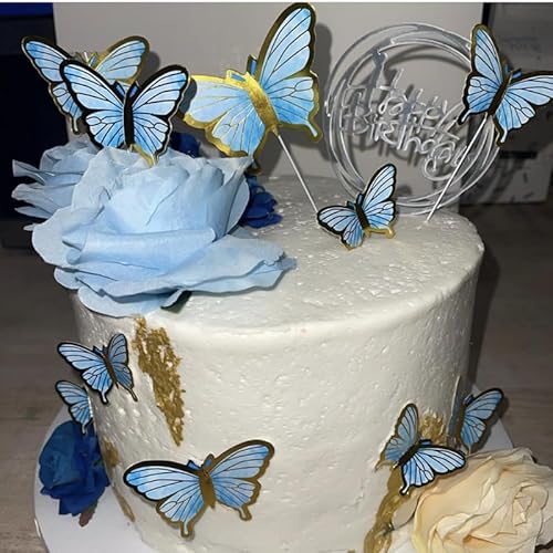 Namzi 10 conjuntos de decorações elegantes de bolo de borboleta, adequado para festa/aniversário/fes
