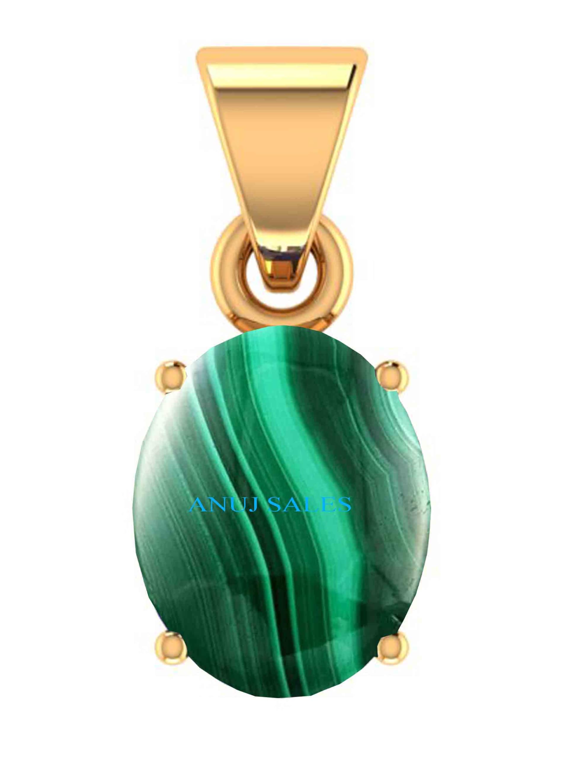 anuj sales 15.25 Ratti Natural Malachite Gold Plated Pendant/Locket Gemstone by Lab Certified(Top AAA+) Quality for Unisex-picture-34
