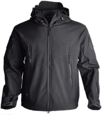HARGLESMAN Mens Outdoor Waterproof Soft Shell Hooded Fleece Military Functional Keep Warm Jacket
