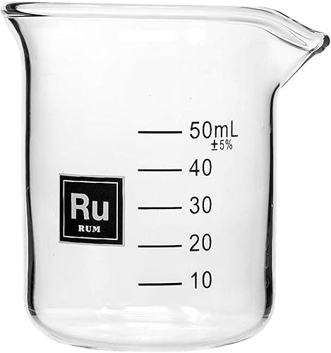 Vaso de chupito de laboratorio de 2.5 oz con alcohol cuadrado de mesa periódica (ron)