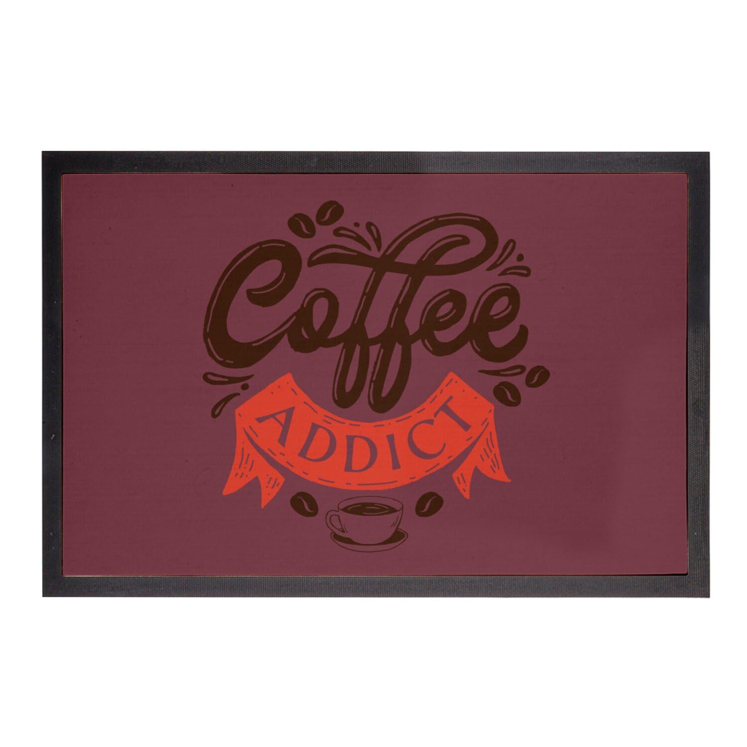 Paillasson Rouge Coffee Addict tapis anti-poussière essuie-pieds