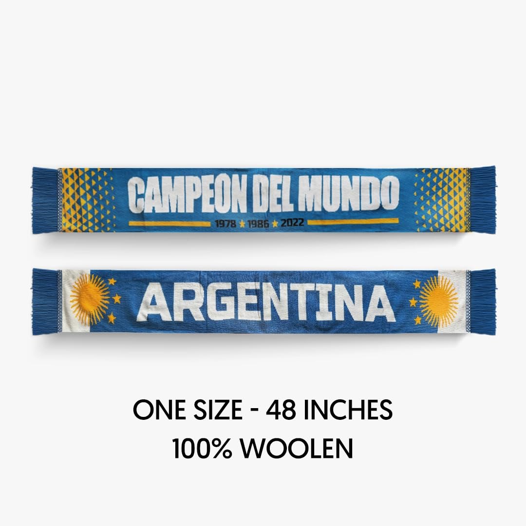 TACKLE FROM BEHIND Argentina Knitted Football Scarf, 100% Wool, 48" x 7", Soft and Warm, Gift for Football Fans 3